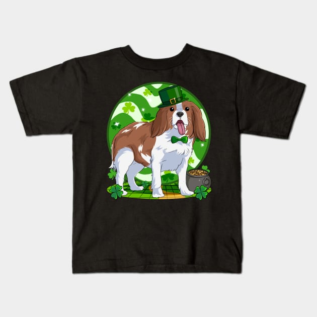 Cavalier King Charles Spaniel St Patricks Day Leprechaun Kids T-Shirt by Noseking